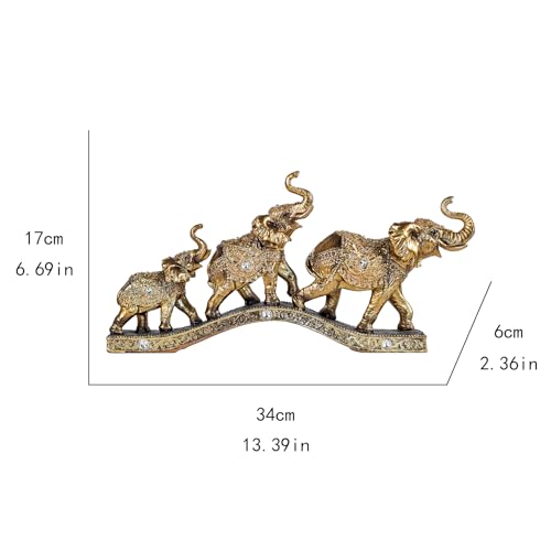 Elegant Golden Elephant Home Sculpture for Shelf, Desk, Mantel - Symbol of Love, Perfect Wedding