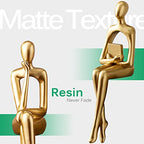 3pcs Gold Decor Thinker Statue, Resin Abstract Man Cutout Art Action Statue Coffee Table Decor for Home Living Room Study Office Bookshelf Ornament