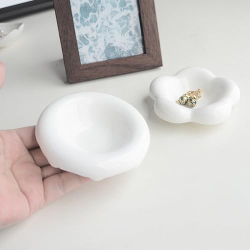 White Donut Shape Ring Dish Jewelry Tray Organizer, Ceramic Accent Tray for Vanity, Small Decorative Trinket Dish - size: Donut