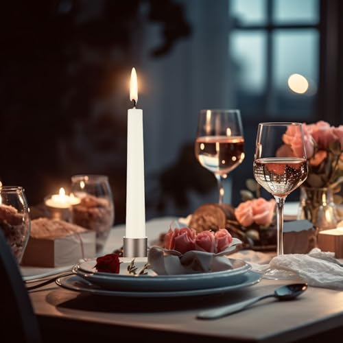 FoldTier 24 Pcs Gunmetal Taper Candle Holders Bulk for 5.91'' Pillar Candles Wedding Short Candlestick Holder Gunmetal Centerpieces Decoration for Wedding Anniversary Dinner Party - color: Gunmetal