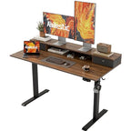 Agilestic 48 x 24 Inches Electric Standing Desk with 2 Storage Drawers, Adjustable Height Sit and Stand Computer Table with Splice Board, Dark Walnut - color: Dark Walnut, size: 48 x 24 Inches with 2 drawers