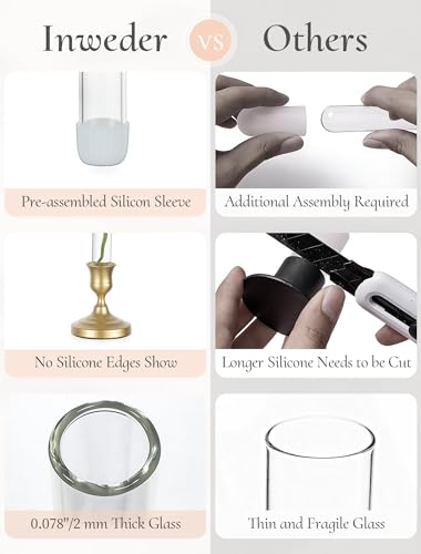 Bud Vases for Wedding Centerpieces: Set of 12 Clear Glass Flower Vase with Candlestick Holders for Table Party Decor - size: 12 PCs