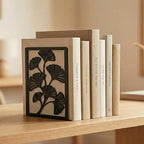 Decorative Bookends, 2 Pcs Ginkgo Leaf Desk Bookends Sturdy Metal Book Organizers for Home Office and Study Room - style: Ginkgo Leaf