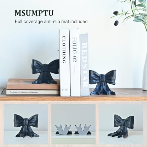 Metal Bookends Set of 2, Heavy Duty Book Ends for Heavy Books, Black Decorative Bookends for Shelves Desk Office Home Decor - color: Black