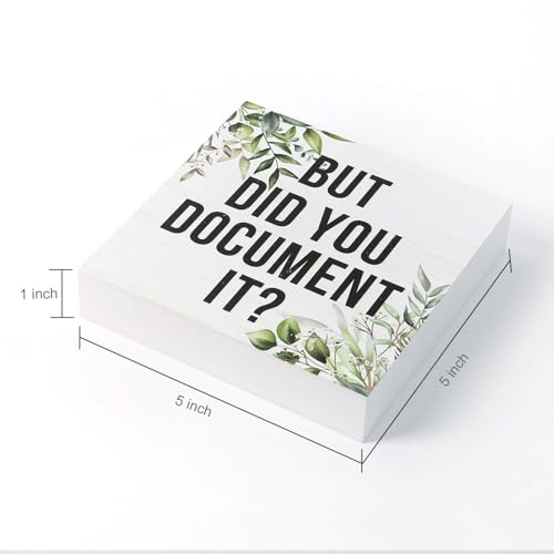 Double-Sided Wooden Box Sign, But Did You Document It Office Decor 2-in-1 Sayings Wood Block Signs, 5x5 Inches Reversible Table Centerpiece Decorations for Desk - color: 2-in1