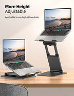 Nulaxy Height Adjustable Laptop Stand for Desk, Dual Foldable Aluminum Computer Riser, Pull Out Design Ergonomic Sit to Notebook Holder Convertor, Compatible with All 10-17" Laptops, Tablets, Gray - color: A-Gray