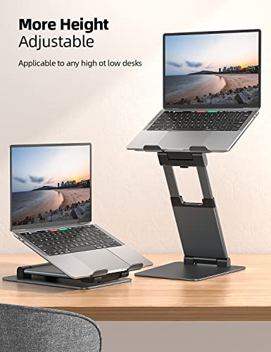 Nulaxy Height Adjustable Laptop Stand for Desk, Dual Foldable Aluminum Computer Riser, Pull Out Design Ergonomic Sit to Notebook Holder Convertor, Compatible with All 10-17" Laptops, Tablets, Gray - color: A-Gray