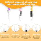 3 Pcs Nail Art Sculpture Pen, Dual Tipped Silicone Nail Tools, Silicone Head Acrylic Handle Nail Art Brushes, Rhinestone Nail Polish Carving Pen, Nail Art Tools for Home Salon(Yellow, Pink, Purple) - color: Yellow, Pink, Purple