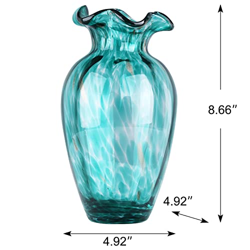 Hand-Blown Glass vase, Featuring a Distinctive Wide-Mouth Design. A Modern Glass Art piece Ideal for Centerpiece Floral Arrangements in Living Rooms, Kitchens, Weddings, Dining Tables, and Offices. - color: B-ml