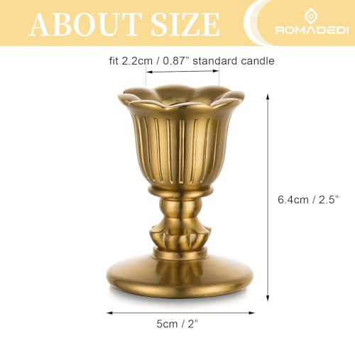Vintage Candlestick Candle Holders Brass - Romadedi Taper Gold Candle Stick Victorian Style for Table Centerpiece Wedding Festive Christmas Mantel Decoration or Home Decor Set of 2 - size: 2 PCS