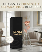 Forever Rose Bloom Box & Phantom Vase Combo, Rose Gold Dipped Rose in a Personalized Gift Box That Says Mom You are Loved Embossed in Gold Foil, Unique & Everlasting Gift for Any Occasion - color: Rose Gold Rose (Vase & Mom You Are Loved Box)