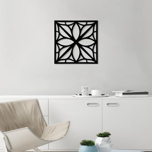 GlintHome Black Metal Wall Art - Minimalist 3D Textured Abstract Sculptures Wall Art for Bedroom Office Living Room Garden Bathroom Home Decor - color: Black-008, size: Small