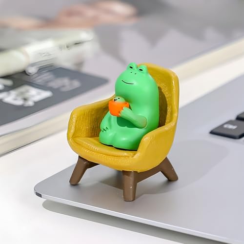 Miniature Frog Anime Figurines - Resin Desk Figurines, Cool Office Gadgets for Desk, Fun Desk trinkets Gift for Frog Lover（Yellow Sofa） - size: 01-frog-sofa-yellow