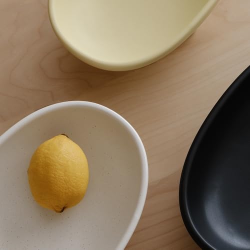 WENSHUO Three-Legs Ceramic Fruit Bowl for Kitchen Counter, Decorative Bowl for Table Décor, 10-inch Oval Large Bowls for Breads (Nacre White) - color: Nacre White