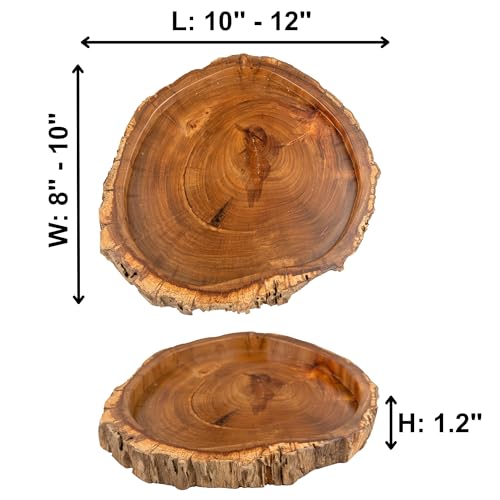 Irregular Shape Wood Trays, Natural Wooden Tray for Décor, Rustic Wooden Tray, Candle Holder Trays, Wood Tray for Home Décor, Size D(10.5") xH(1.2")