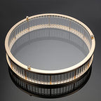 Hipiwe Gold Metal Perfume Tray - 12" Round Vanity Makeup Tray Jewelry Trinket Organizer Tray Coffee Table Decorative Tray Dresser Bathroom Tray with Acrylic Column Decor and Clear Glass Base