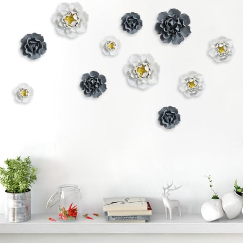 CEUYGT Handmade 3D Ceramic Wall Art Hanging Sculpture white Flower Wall Decor For Living Room Bedroom And Bathroom White Peony 3.54" (Medium) - color: White, size: 3.5"L x 3.5"W