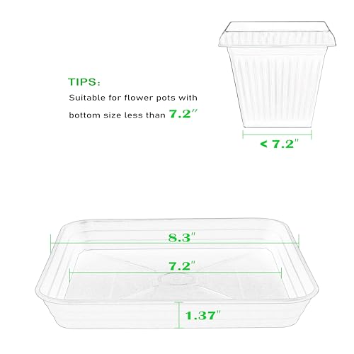 4 Pack Square Plant Saucer Tray 8 inch, 6 8 10 12 14 16 18 20 inch Heavy Duty Plastic Square Plant Saucers for Indoors Outdoor, Flower Planter Drip Trays for Pots, Seed Starting Tray - color: Terra Cotta, size: 8"-4 Pack