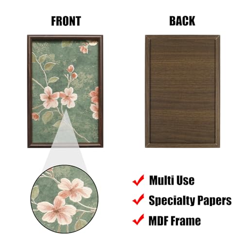 Wooden Valet Tray with Floral Base, EDC Catch All Tray Nightstand Entryway Table Vanity Organizer 11.8x7.9, Green Vintage Blossoms - color: Green Blossoms