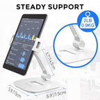 AboveTEK Tablet Stand Holder, Stylish Aluminum iPad Stands, Foldable 360° Swivel iPad iPhone Table Stand Holder fits 4-11" Tablets/Smartphones for Kitchen Bedside Office POS Showroom Reception (White) - color: White, size: 4"-11"