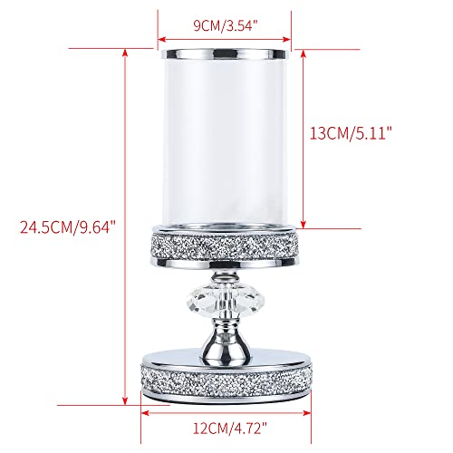 Candle Holder for Pillar Candle, Pillar Candle Holders for Wedding, Coffee Dining Table, Christmas, Table Centerpieces, Home Décor ZXC048D (1 Crystal Ball) - size: Silver ( S )