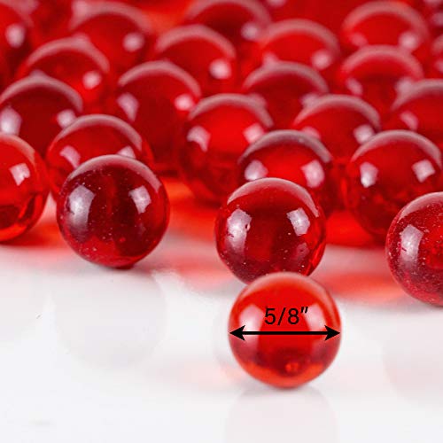 CYS EXCEL Red Glass Gemstone Vase Filler (3 LBS) Aquarium Round Marble Beads Decorative Mosaic Pebbles - color: Red, size: 3 LBS