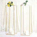 Efavormart 2 Pack 40" Matte Gold Wedding Flower Stand Metal Vase Column Stand Geometric Centerpiece Vase - color: Gold, size: 2 Pack 40''