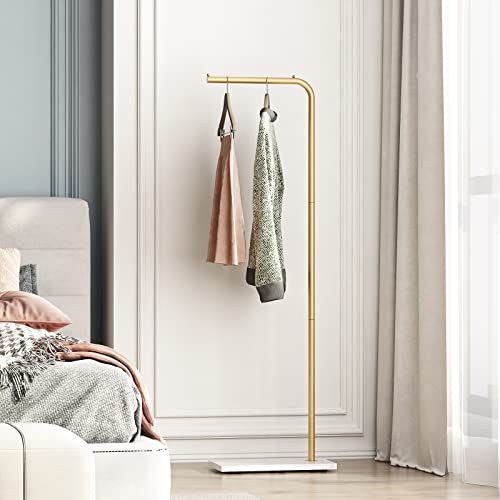 Metal Gold Coat Racks, Standing Coat Rack with Heavy Base, Modern Coat Tree with Crossbar and 3 Hooks, Entryway Coat Racks for Handbags, Clothing.(59inch) - size: 59in-std