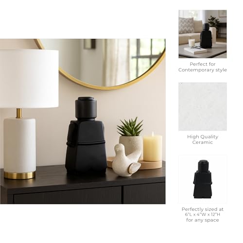 Sagebrook Home Modern Minimalist Figurine - Decorative Ceramic Sculpture for Home & Office - Contemporary Stoneware Accent for Living Room, Bedroom & Desk - 12" Black - color: Black