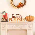 COCHIE Metal Hello Pumpkin Sign, Orange Fall Decorations for Home, Office, Shelf, Mantel, Indoor, Autumn Pumpkin Decoration, Hello Fall Decor (Autumn A) - style: Autumn A