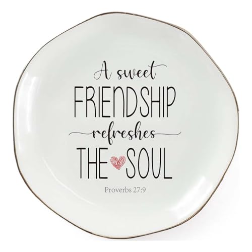 A Sweet Friendship Refreshes The Soul Ring Dish – Gifts for Women, Ceramic Jewelry Tray for Birthday, Bridesmaid, BFF, Inspirational Trinket Holder - color: A Sweet Friendship Refreshes The Soul