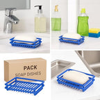Creative Home Metal Wire Soap Dish Tray Rust-Resistant Iron Bathroom Soap Holder with Blue Powder Coating Bar Soap Rack for Shower Sink Kitchen Vanity - color: Blue