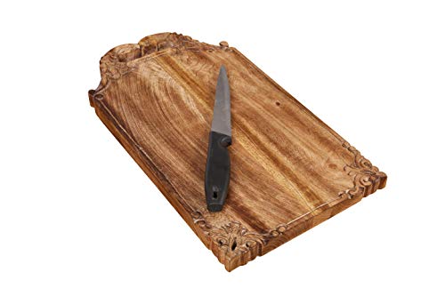 Mango wood hand carved Chopping & Serving Tray for kitchen, dining table and outdoor SIZE 16.5x9x0.95 inch