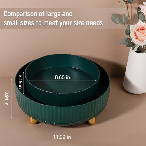Anyoifax Makeup Perfume Organizer Tray 360 Degree Rotating Lazy Susan Skincare Lotion Organizer Spinning Cosmetics Storage for Dresser, Vanity, Bathroom Countertop, Large Teal Green - color: Teal Green, size: 11 "