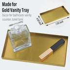 Freelove Sanding Gold Metal Vanity Tray Lettering, Perfume Organizer Jewelry Holder Makeup Dish Catchall Candle Plate Decorative for Dresser Counter Bathroom Desk Home Preppy Room Decor, 4''X8'' - size: 8" x 4.1" x 0.6"