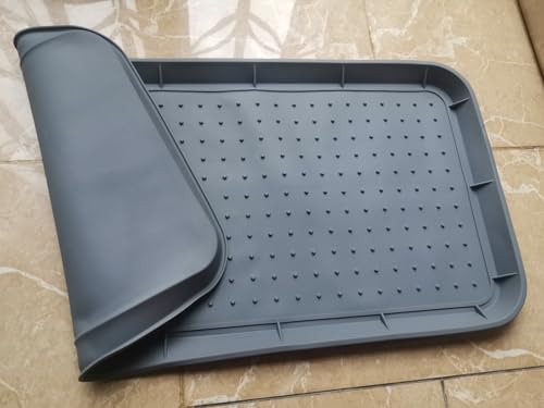 Rubber Boot Tray for Entryway,Boot Mat,Shoe Tray,Shoe Mat for Indoor and Outdoor Use (2Pcs Soft Silicone Rubber Gray, 29.5X14.9 inch) - color: 2pcs Soft Silicone Rubber Gray, size: 29" x 14" x 1.2"
