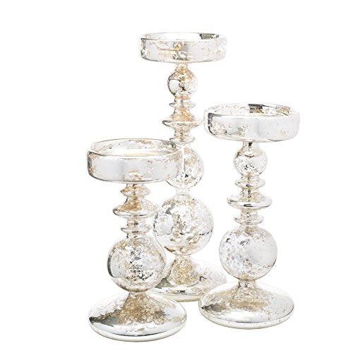 Richland Pillar Candle Holders Unique Mercury Bubble Set of 18 - size: Set of 18