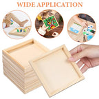 6-Pack Unfinished Wooden Trays - 4.7 x 4.7 in Small Square Serving Trays for Montessori, Crafts, Home Décor, and DIY Projects