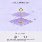 Pack of 10 NWK Cake Stand Set, with 3 x Two-Tier and 3 x Three-Tier Cupcake Stands, 4 x Appetizer Trays, 1 x Tablecloth for Birthday Bridal Baby Shower Party (Purple) - color: Purple