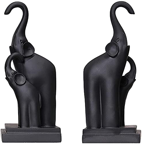 Bookend Elephant Resin Sculptural Bookend Art Bookend Black Shelf bookend Office Non-Slip and Stable Book Holders Study Room Bookcase Resin Decorations