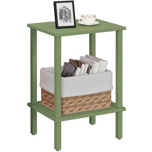 TUTOTAK End Table, Side Table, Nightstand, 2-Tier Storage Shelf, Sofa Side Table for Small Space, Living Room, Bed Room Olive Green TB01BOG034 - color: Olive Green