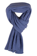 Love Cashmere Women's 100% Cashmere Wrap Scarf - hand made in Scotland RRP $350 - color: Denim Blue