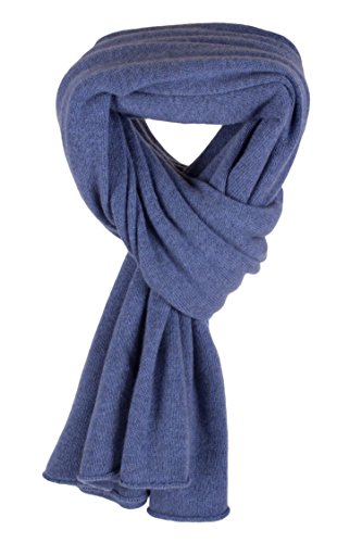 Love Cashmere Women's 100% Cashmere Wrap Scarf - hand made in Scotland RRP $350 - color: Denim Blue