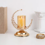 VALICLUD Ramadan Candle Holder Moon Shaped Candlestick 9.25X7.67X5.51In Iron Metal Tealight Holder for Eid Mubarak Home Decor Party Table Ornament