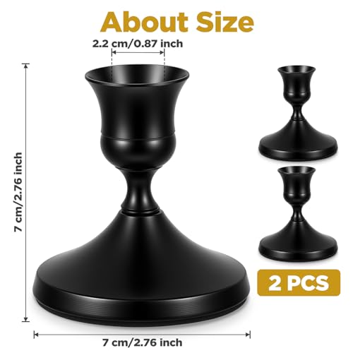 2 Pcs Black Candle Holders, Vintage Metal Taper Candle Holders Candles Stick Holder Decor for Home Wedding Party Anniversary Housewarming Gifts for Women Men(Black) - color: Black