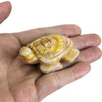 Artistone 2" Gemstone Sea Turtle Figurine, Hand Carved Natural Crystal Healing Animal Hawksbill Sculpture Paperweight Home Office Decor (Crazy Lace Agate) - color: Crazy Lace Agate