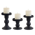 6-Piece Set of Black Glass Candlestick, Crystal Candlestick Holder Holder and Conical Candle, Christmas Candle Holder Decoration, Family Living Room Wedding Candle Holder (black2sets) - color: Black2sets