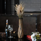 AeraVida Beautifully Hand Carved Etched Dark Brown Mango Tree Wood Vase | 14 inch | Classic Flower Vase