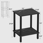 TUTOTAK End Table, Side Table, Nightstand, 2-Tier Storage Shelf, Sofa Side Table for Small Space, Living Room, Bed Room TB01BMK034 - color: Marble Black