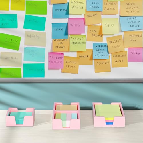 WINFFOR Acrylic Notepad Holder Dispenser - 3x3 in Sticky Note Memo Holder for Desk Organizer (W/O Pads) Office Desk Accessories School Supplies, Lightpink - color: Light Pink